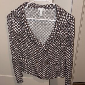 Leith Geometric Print V-Neck Blouse